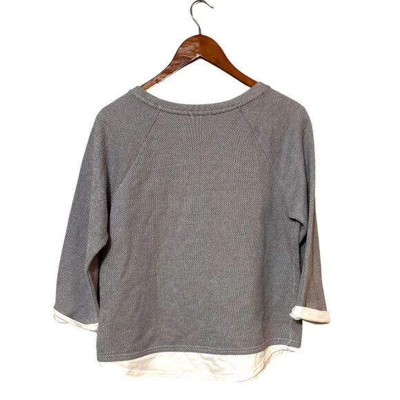 Sonoma Lifestyle Womens Gray & White Striped Knit Top Medium Lounge - Picture 3 of 6